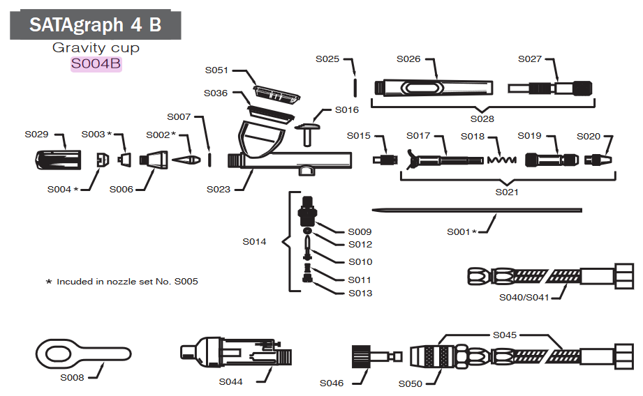 SATAgraph 4 Needle Alignment Tube & Lever Assembly - Premium Quality for Perfect Performance