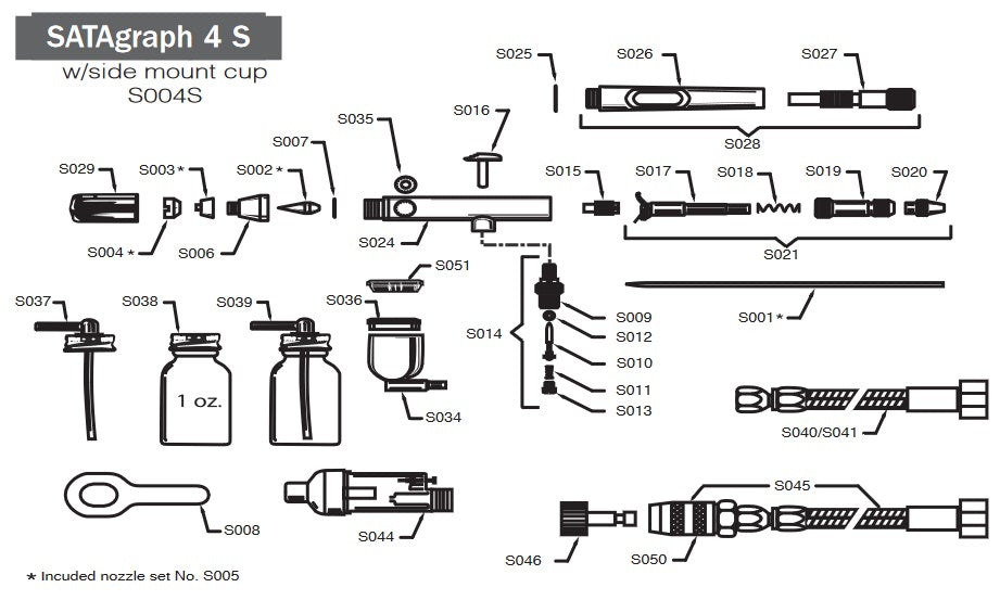 SATAgraph 4 Needle Alignment Tube & Lever Assembly - Premium Quality for Perfect Performance