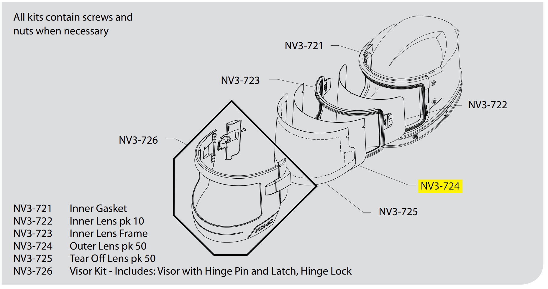 Nova 3 Outer Lens - PK 50; NV3-724: Essential Replacement Lenses!