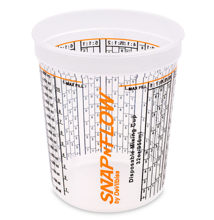 DeVilbiss Snap-N-Flow 32 oz. Disposable Mixing Cup - A Game-Changer for Painters!
