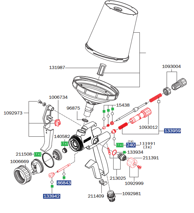 SATAjet X 5500 PHASER: Premium Material Flow Control with Lock Nut
