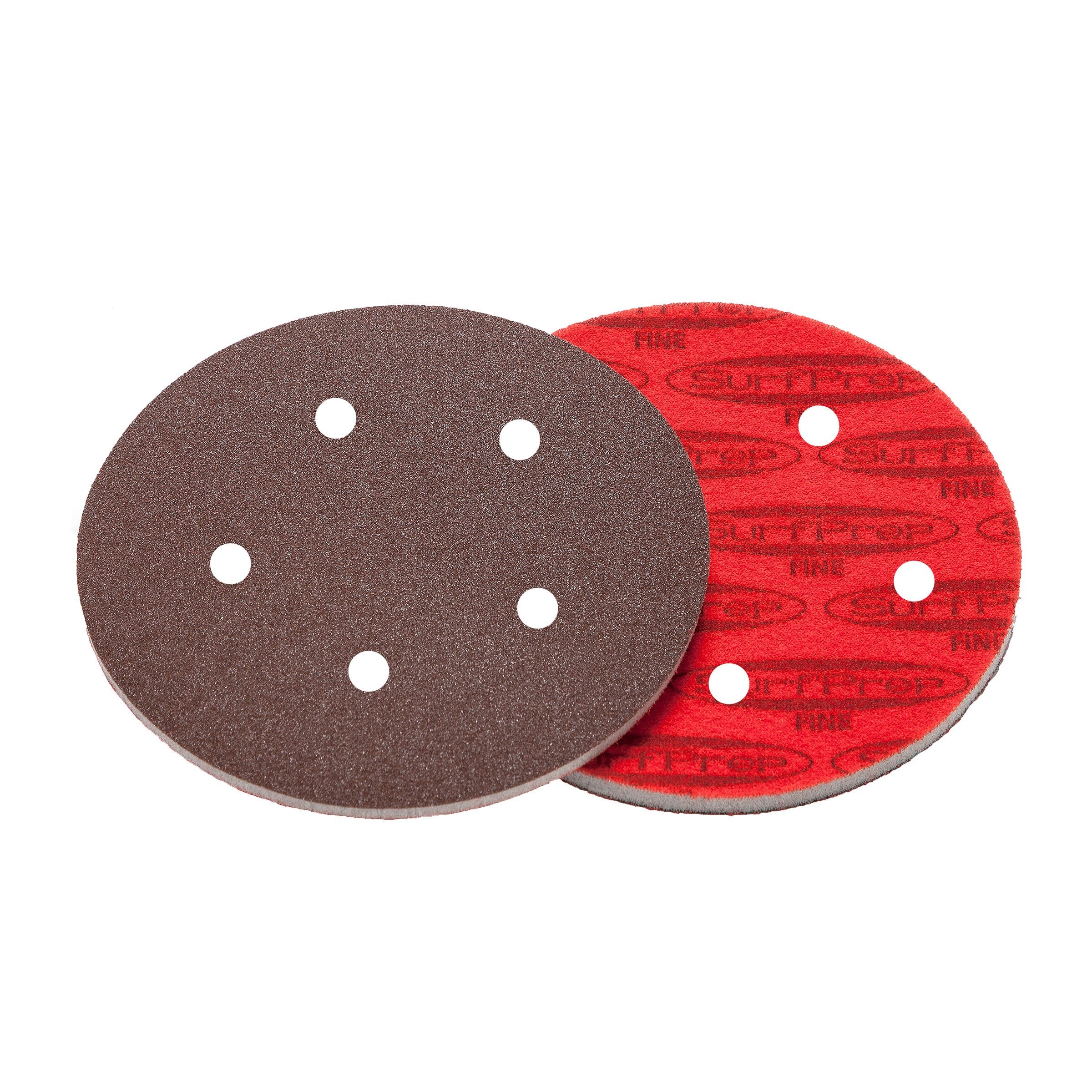 SurfPrep Premium 5" Red Aluminum Oxide Foam Discs - 5mm Thick, 25 Pads/Box